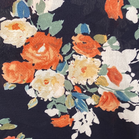 Navy blue high neck dress with floral pattern. Size large. - Picture 2 of 3